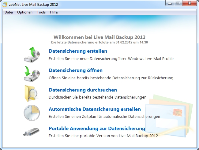 Live Mail Backup 2012 Screenshot Live Mail Backup 2012 Screenshot