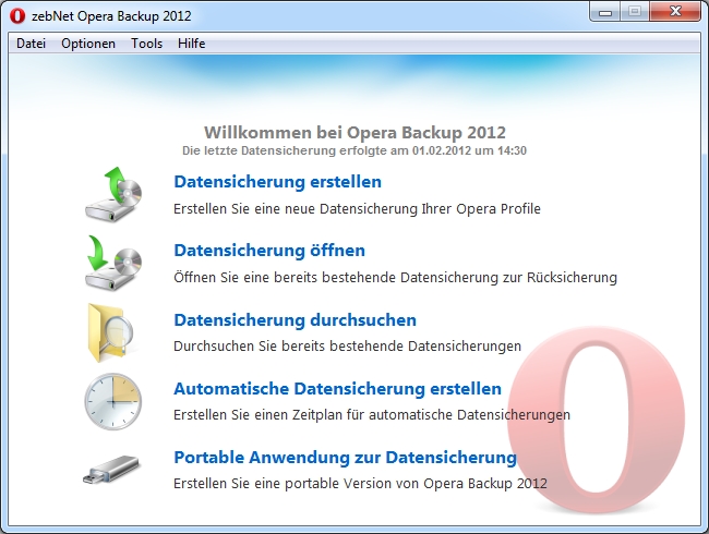 Opera Backup 2012 Screenshot Opera Backup 2012 Screenshot