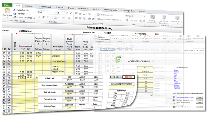 Arbeitszeiterfassung für MS Excel Screenshot Arbeitszeiterfassung für MS Excel Screenshot