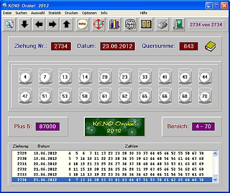 KENO Orakel 2012 Screenshot KENO Orakel 2012 Screenshot