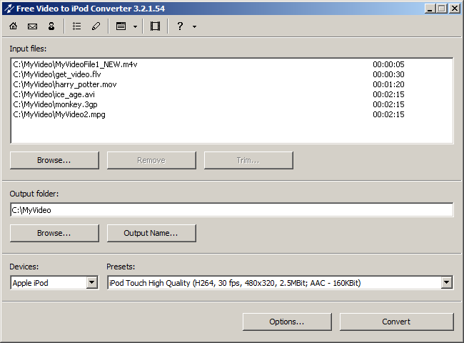Free Video to iPod Converter Screenshot Free Video to iPod Converter Screenshot