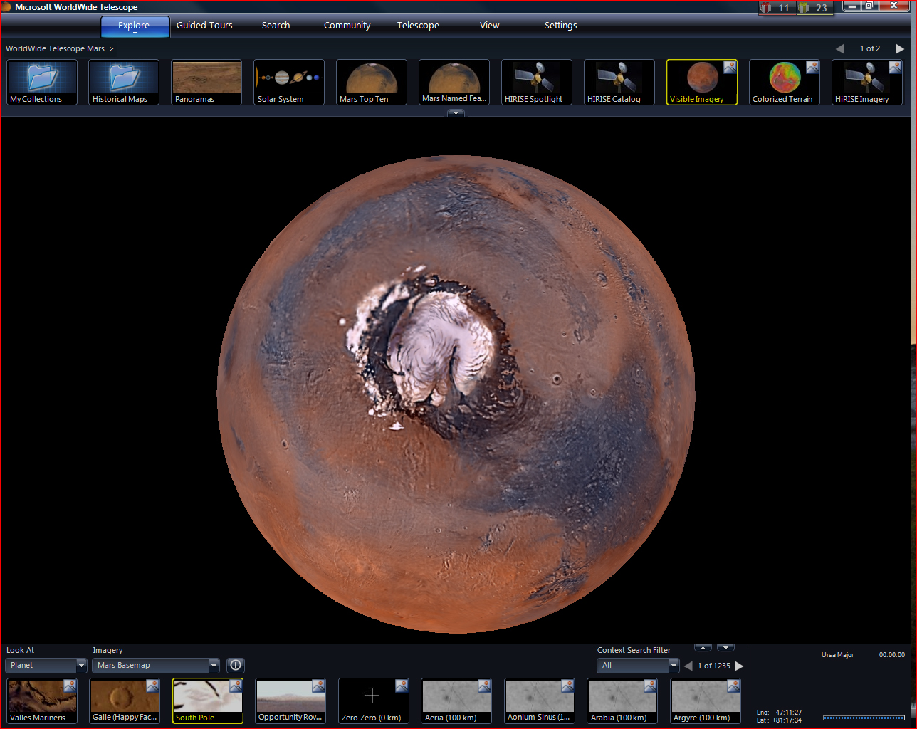 Microsoft WorldWide Telescope Screenshot Microsoft WorldWide Telescope Screenshot