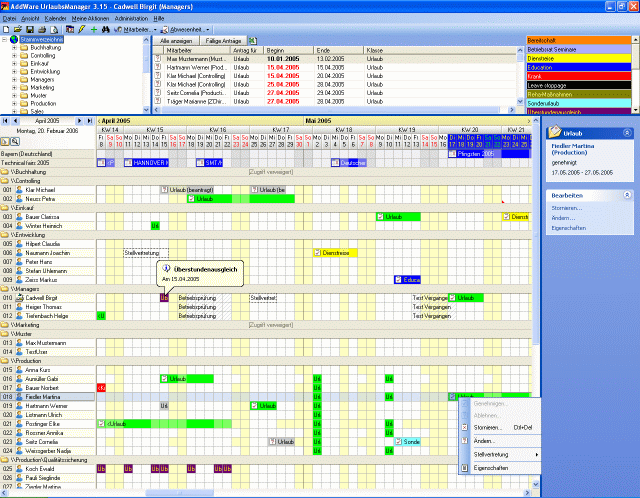 AddWare UrlaubsManager Screenshot AddWare UrlaubsManager Screenshot