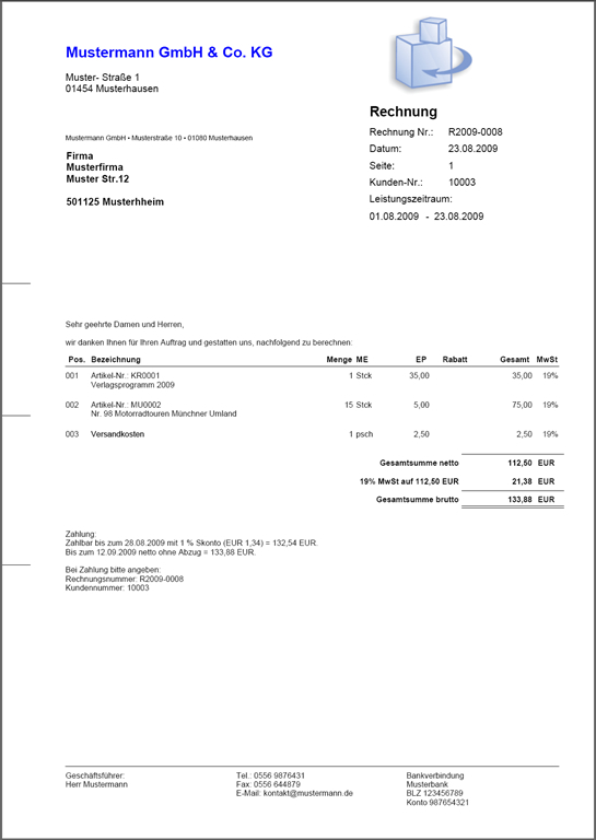 Allfaktura Rechnung Screenshot Allfaktura Rechnung Screenshot