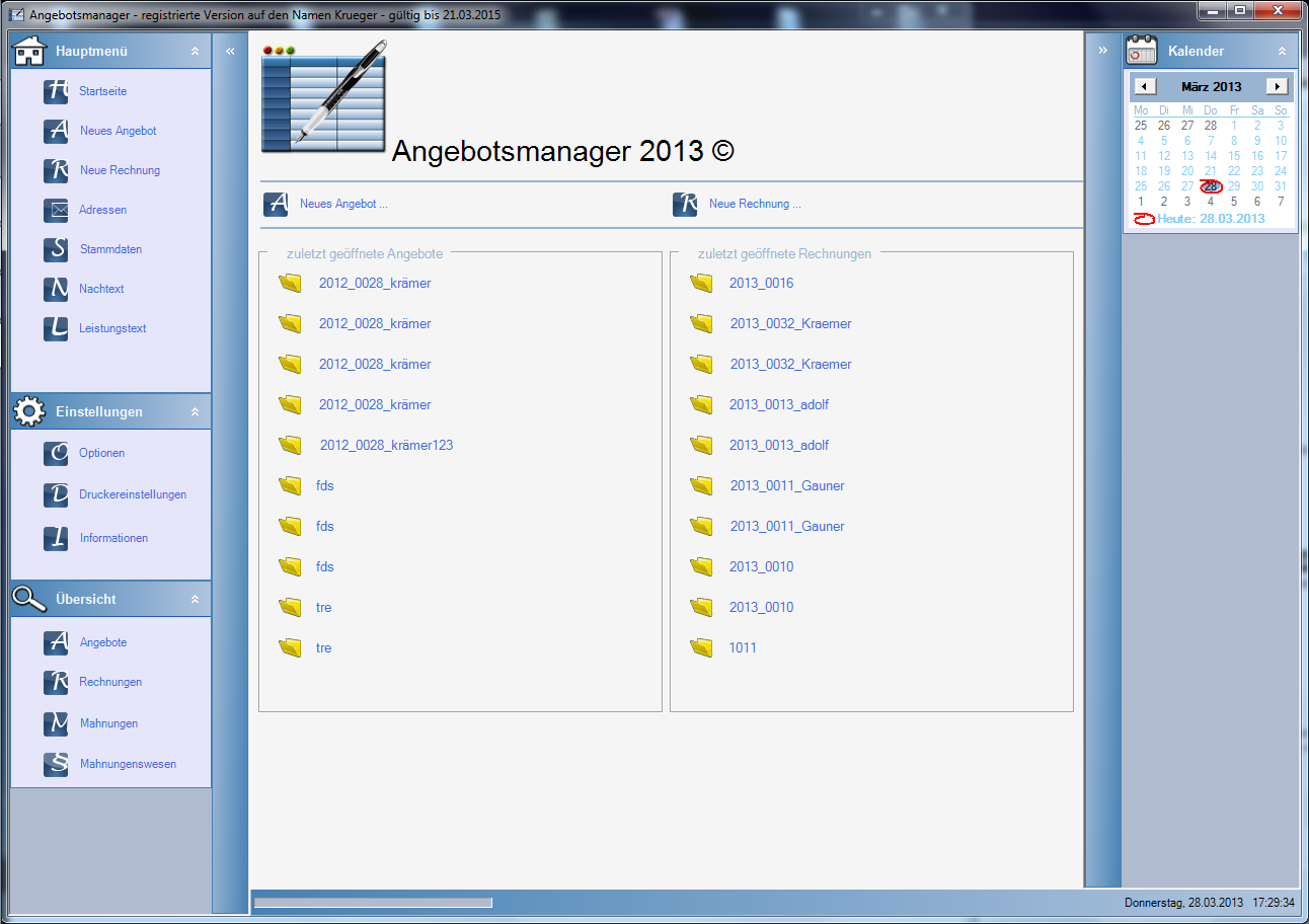 Angebotsmanager 2013 Screenshot Angebotsmanager 2013 Screenshot