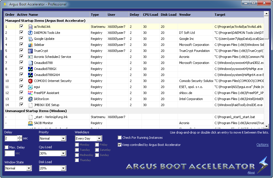 Argus Boot Accelerator Screenshot Argus Boot Accelerator Screenshot