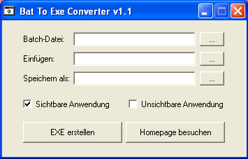 Bat To Exe Converter Screenshot Bat To Exe Converter Screenshot