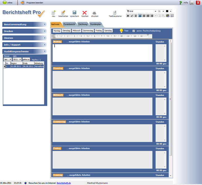 Berichtsheft Pro Screenshot Berichtsheft Pro Screenshot