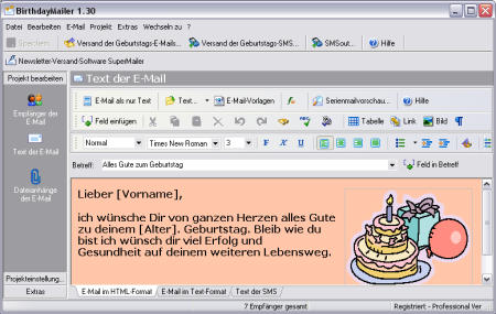 BirthdayMailer Standard Screenshot BirthdayMailer Standard Screenshot
