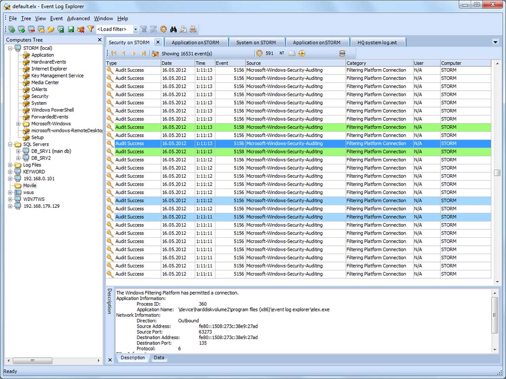 Event Log Explorer Screenshot Event Log Explorer Screenshot