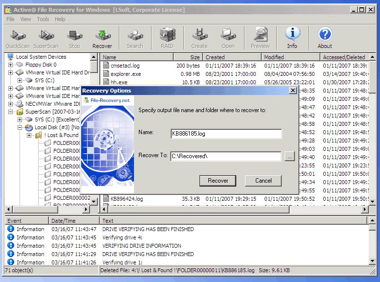 Active File Recovery Screenshot Active File Recovery Screenshot