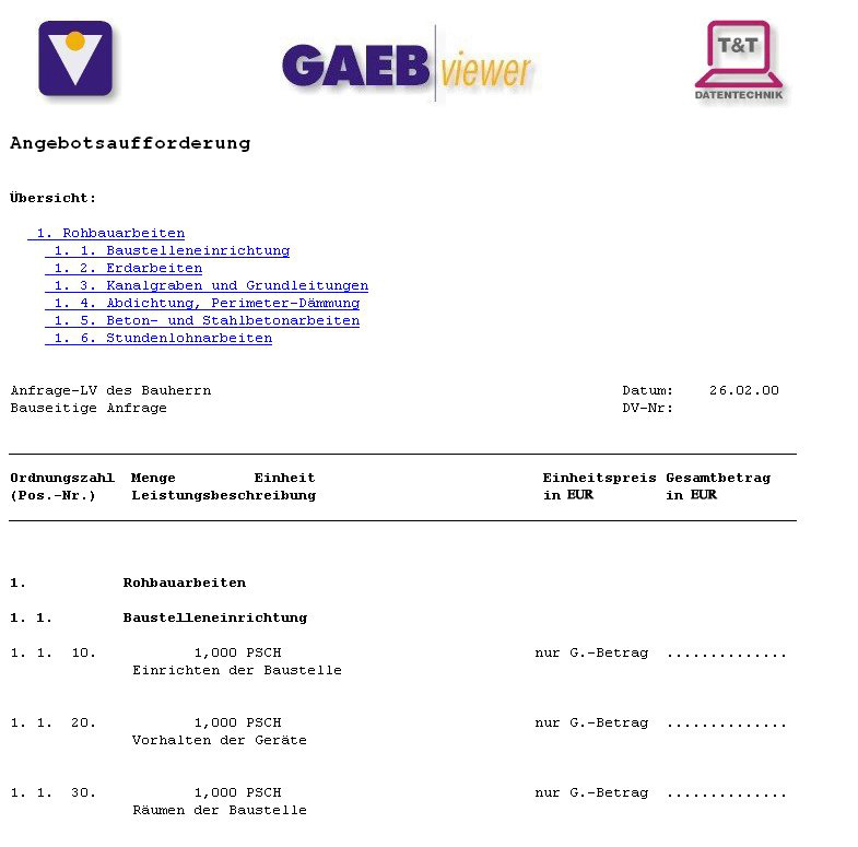 GAEB-Viewer Screenshot GAEB-Viewer Screenshot