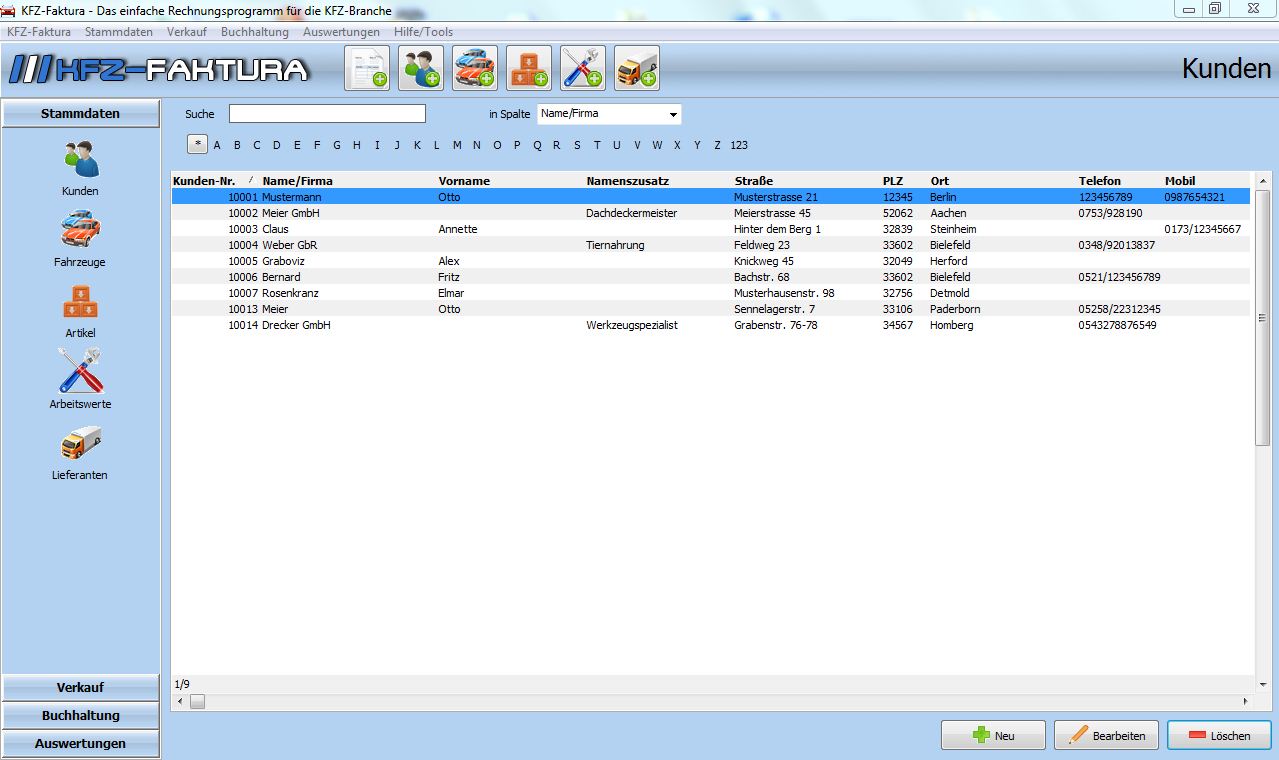 KFZ-Faktura Screenshot KFZ-Faktura Screenshot