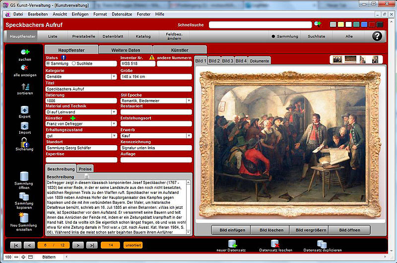GS Kunst-Verwaltung Screenshot GS Kunst-Verwaltung Screenshot
