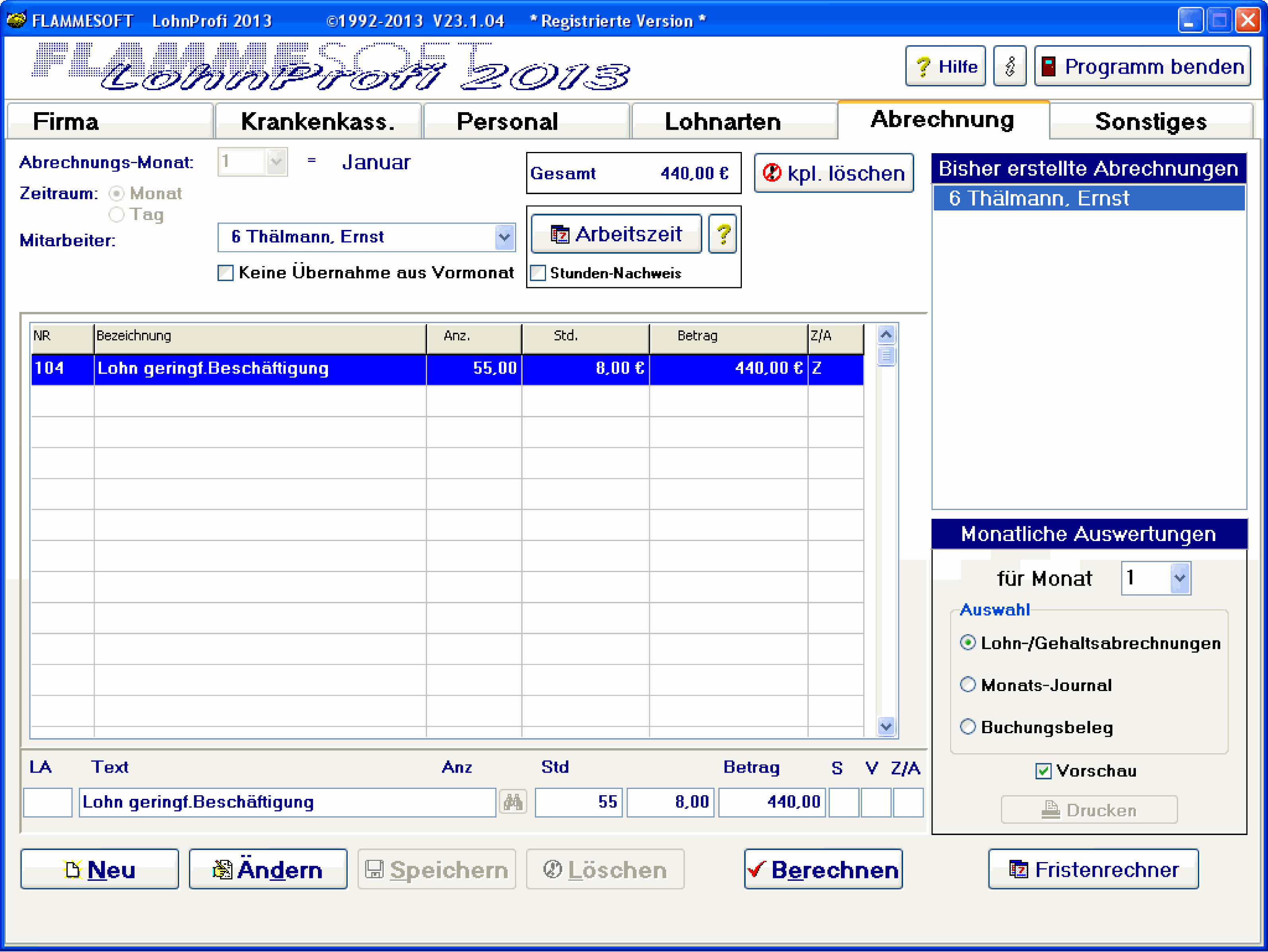 FLAMMESOFT LohnProfi 2013 Screenshot FLAMMESOFT LohnProfi 2013 Screenshot