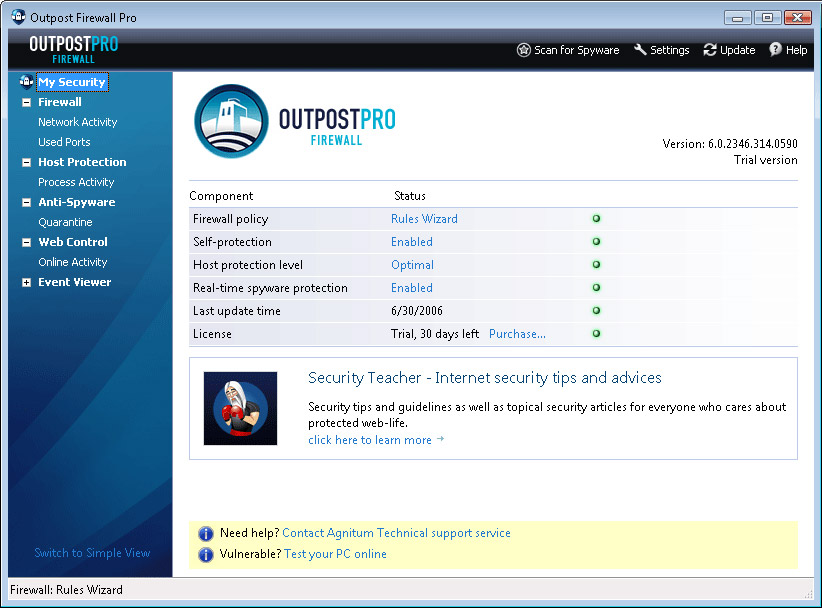 Agnitum Outpost Firewall Pro Screenshot Agnitum Outpost Firewall Pro Screenshot
