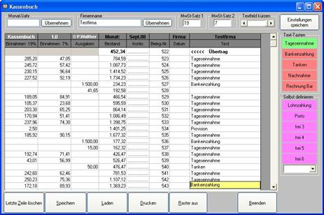 Kassenbuch Screenshot Kassenbuch Screenshot