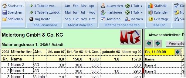 Excel 2007 Abwesenheits-/ Urlaubsplaner Screenshot Excel 2007 Abwesenheits-/ Urlaubsplaner Screenshot