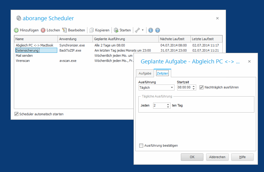 aborange Scheduler Screenshot aborange Scheduler Screenshot