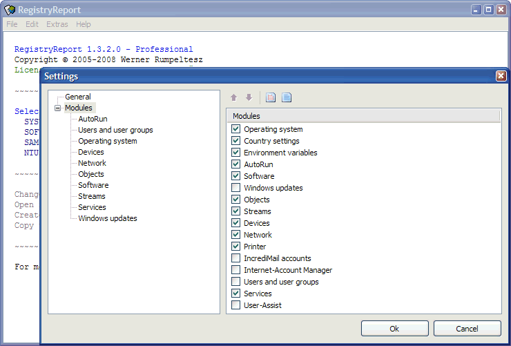 RegistryReport Screenshot RegistryReport Screenshot