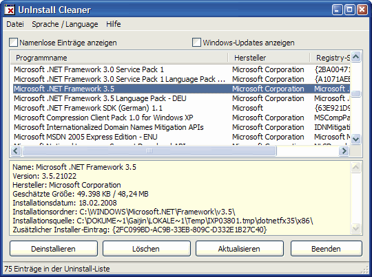 UnInstall Cleaner Screenshot UnInstall Cleaner Screenshot