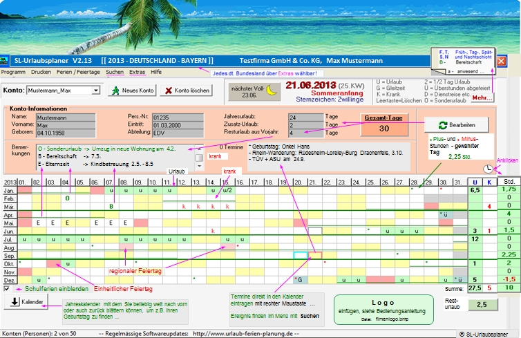 SL Urlaubsplaner Screenshot SL Urlaubsplaner Screenshot