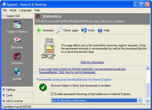 Spybot - Search & Destroy Screenshot Spybot - Search & Destroy Screenshot