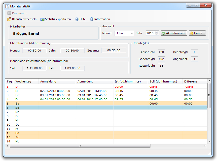 TILO TimeLog Screenshot TILO TimeLog Screenshot