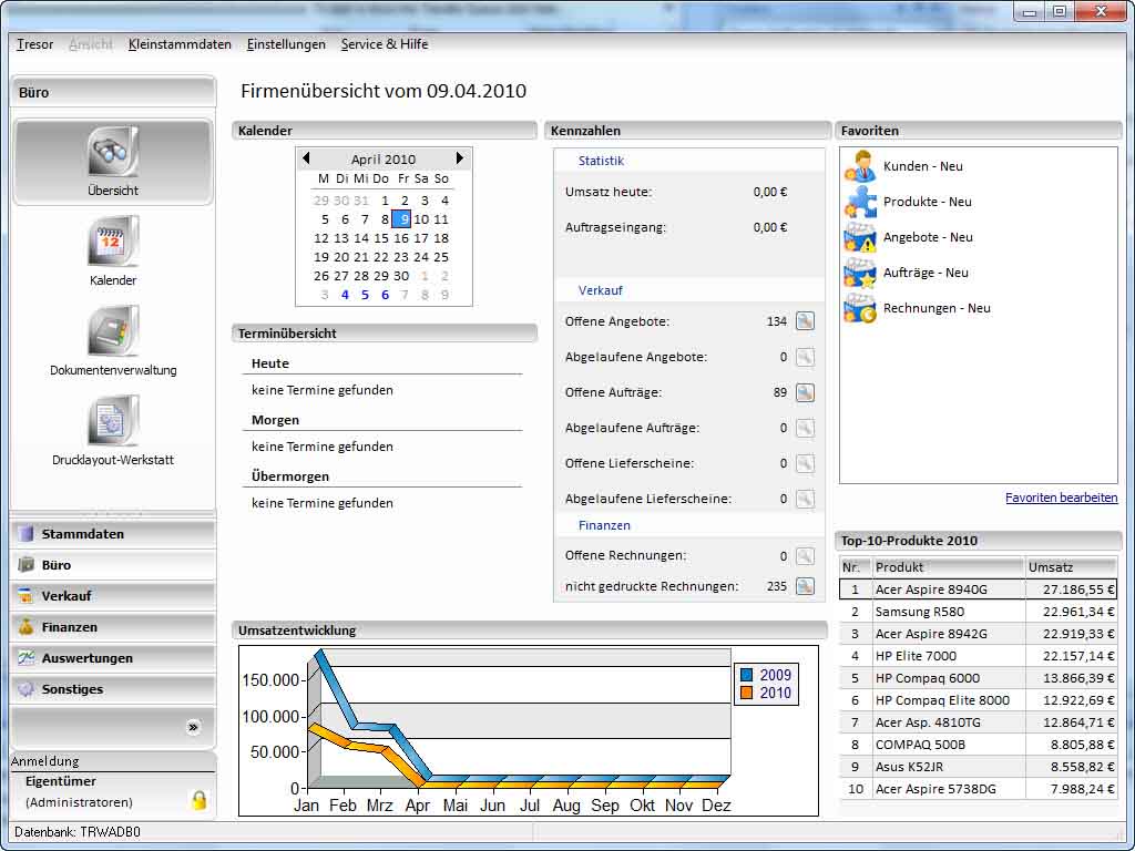 Tresor Warenwirtschaft Screenshot Tresor Warenwirtschaft Screenshot