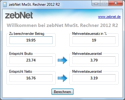 MwSt. Rechner Screenshot MwSt. Rechner Screenshot