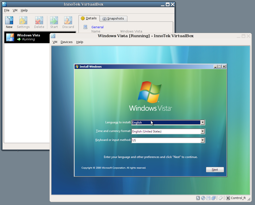 VirtualBox Screenshot VirtualBox Screenshot