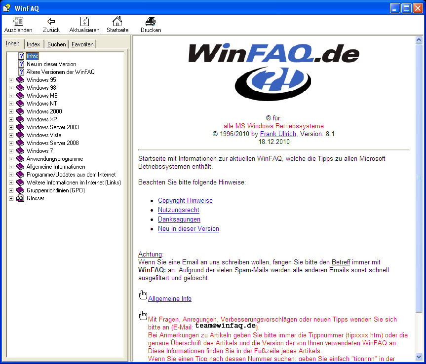 WinFAQ Screenshot WinFAQ Screenshot
