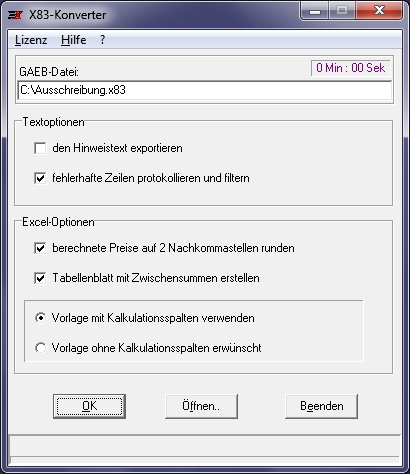X83-Konverter / D84-Generator Screenshot X83-Konverter / D84-Generator Screenshot