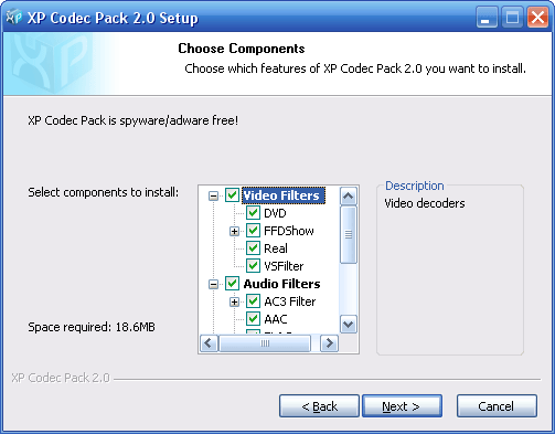 XP Codec Pack Screenshot XP Codec Pack Screenshot