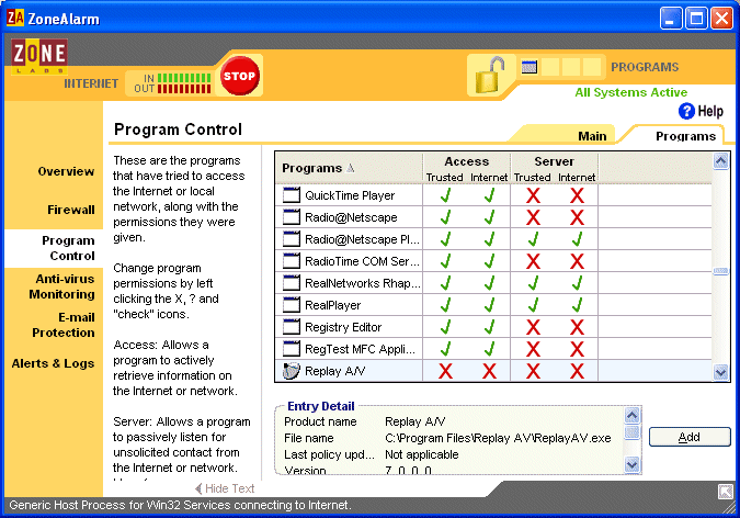 ZoneAlarm Firewall Screenshot ZoneAlarm Firewall Screenshot