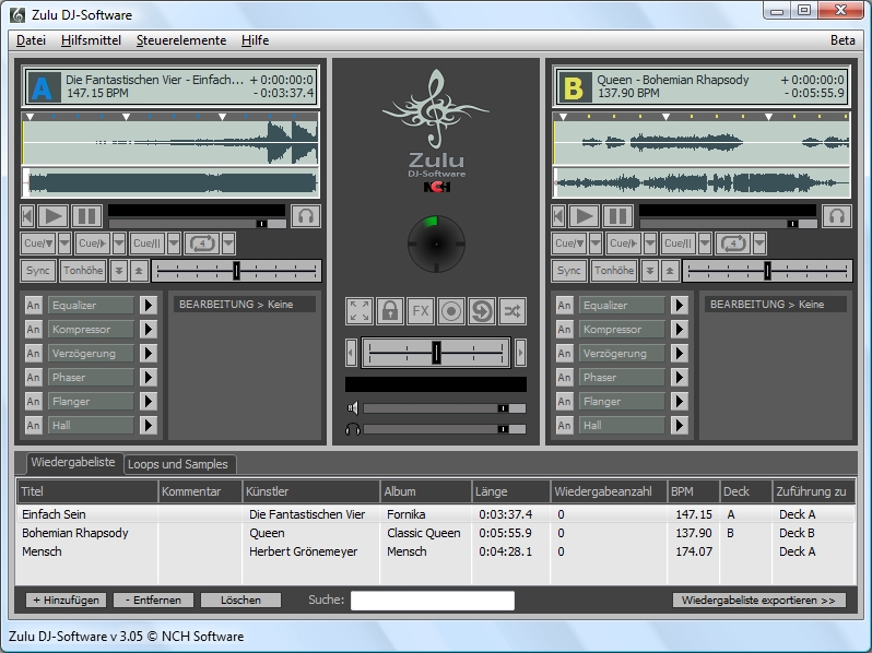 Zulu Professionelle DJ Software Screenshot Zulu Professionelle DJ Software Screenshot